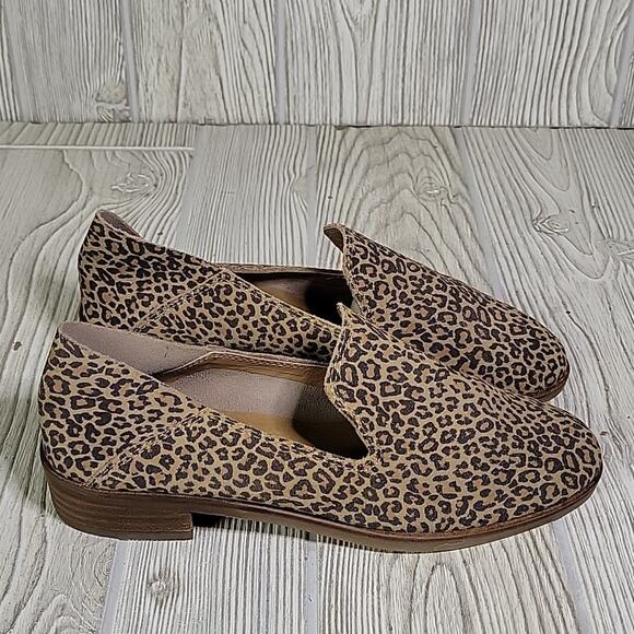 Lucky Brand Cahill Animal Print Leather Slip On Loafer Flats Womens Size 5 NEW - Picture 2 of 11